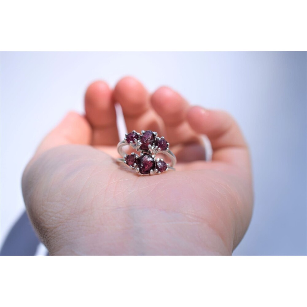 Ruby ring raw July birthstone three stone gift for wife daughter woman graduatio